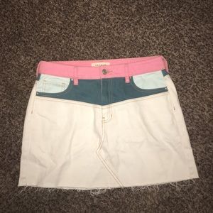 PACSUN Pink, blue and white denim skirt